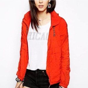 Free People Parachute Festival Windbreaker Jacket Packable Orange Size X-Small